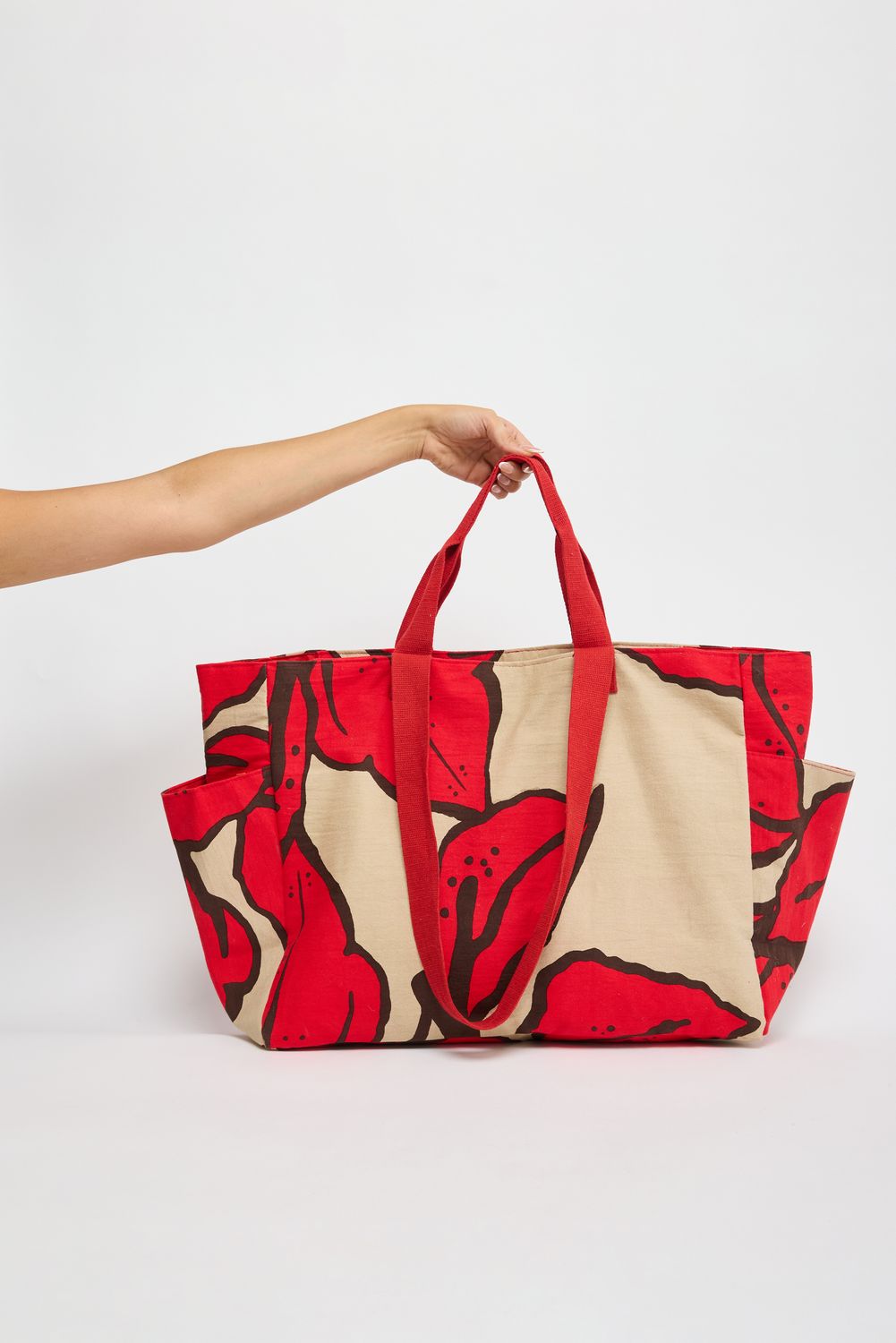 Asta Beach Bag - Crimson Bloom