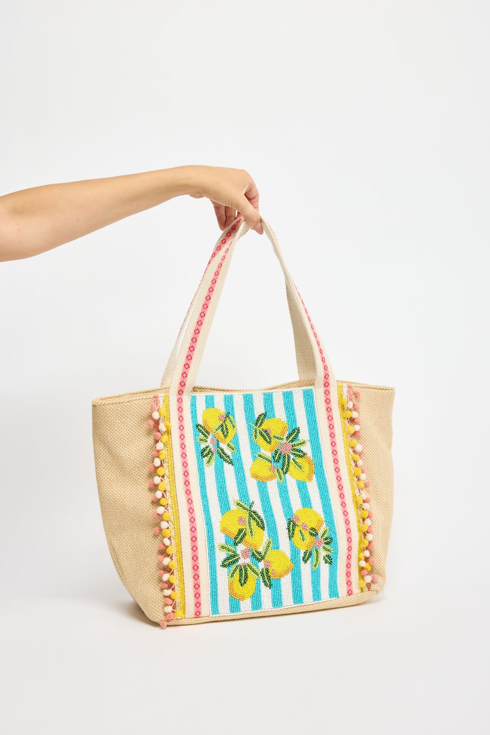 Lemon Stripe Tote - Blue