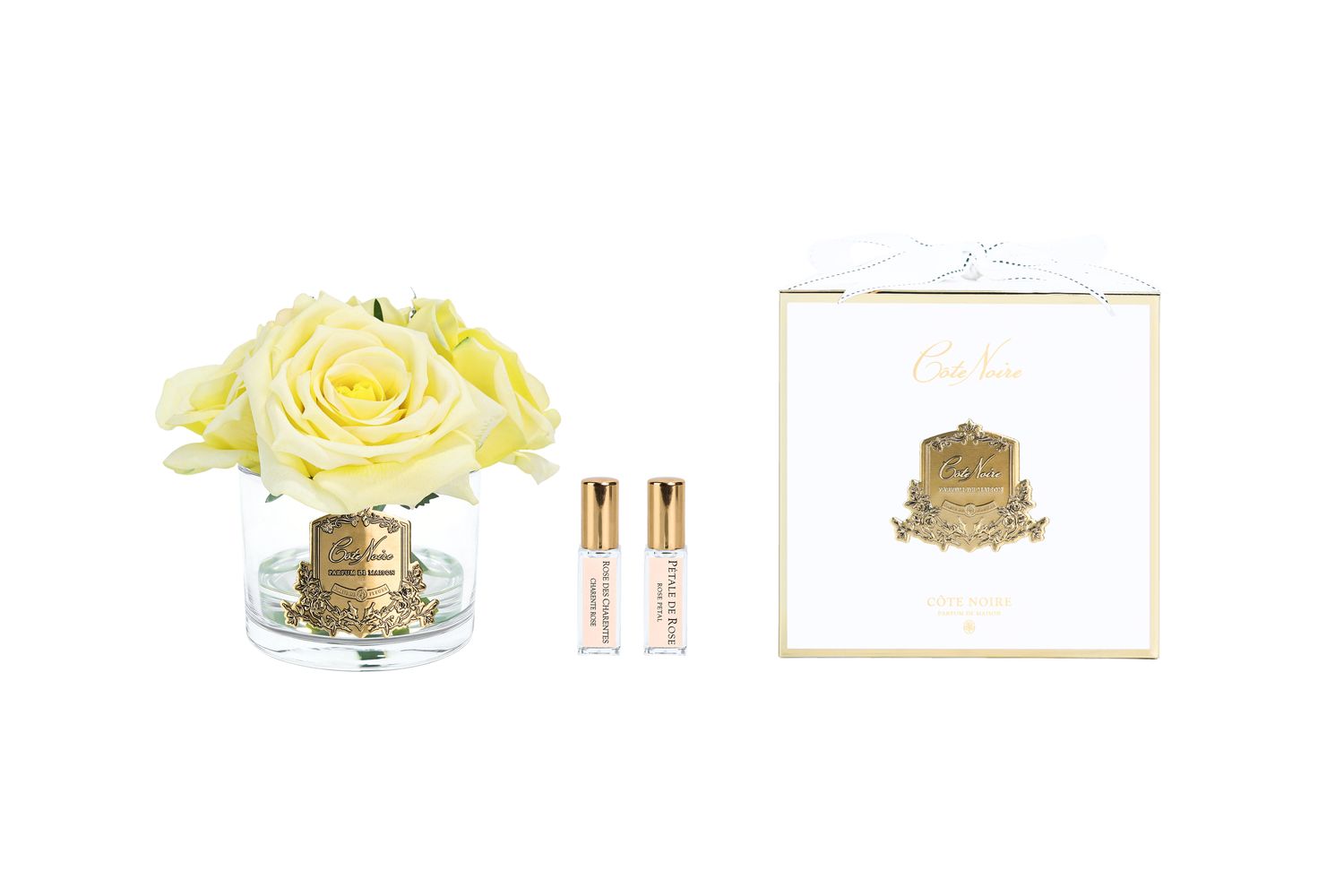 Five Rose Yellow Clear Glass with Gold Crest