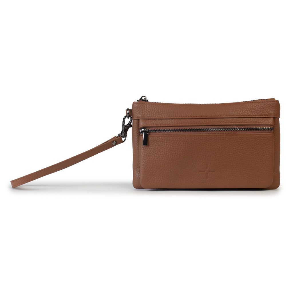 Bethany Zip Clutch Pebbled Tan