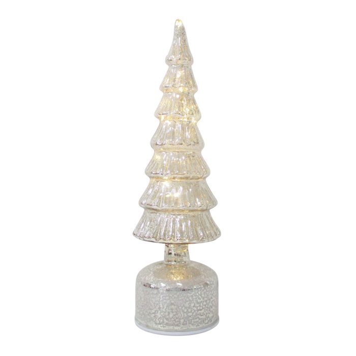 Tree Glass LED 9x32cm Shiny Silver