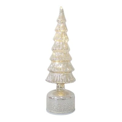Tree Glass LED 9x32cm Shiny Silver