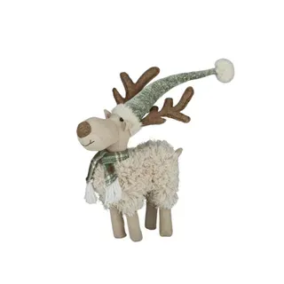 Reindeer W/Scarf Fabric 23x49cm Brn/Grn