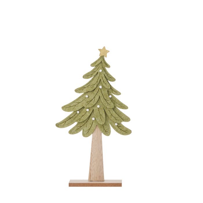 Contemporary Tree Wood/Fab 17.5x32cm Grn