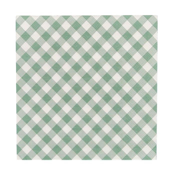 Sage Check 20pk 3 Ply Napkin Sage/Whi