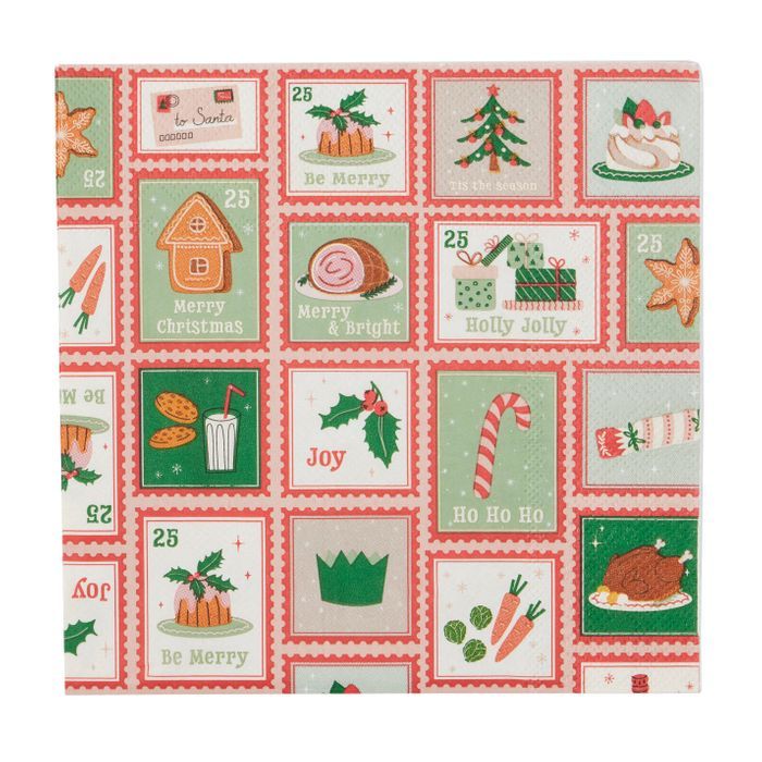 Xmas Stamp 20pk 3 Ply 33cm Napkin Mul