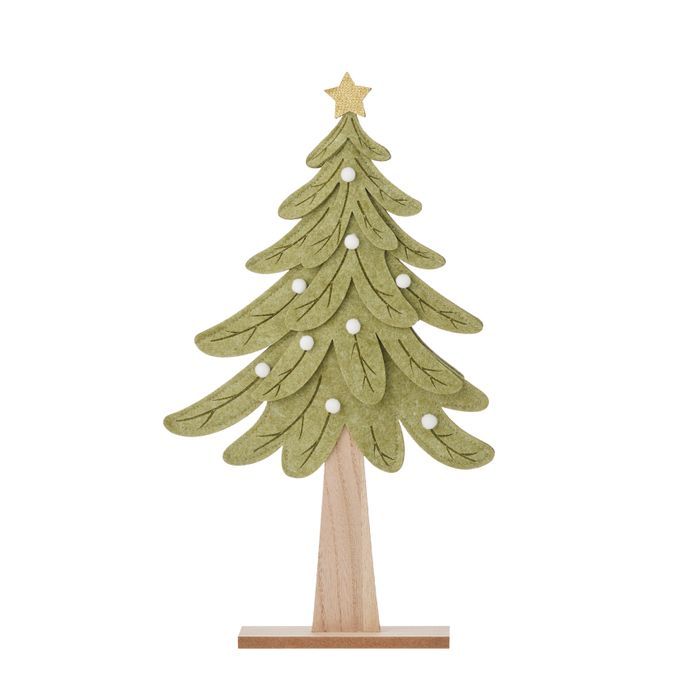Contemporary Tree Wood/Fab 23x31cm Grn