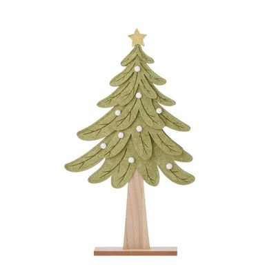 Contemporary Tree Wood/Fab 23x31cm Grn
