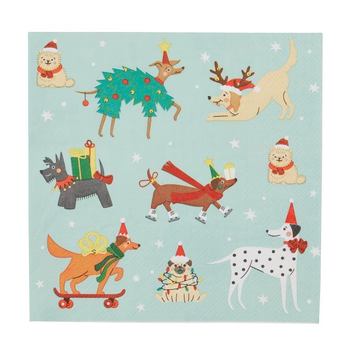 Holiday Dogs 20pk 3 Ply 33cm Napkin Mul