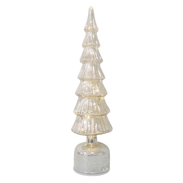 Tree Glass LED 9x41cm Shiny Silver