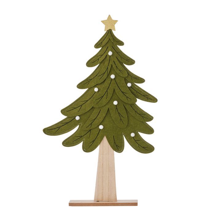 Contemporary Tree Wood/Fab 49.5cm Grn