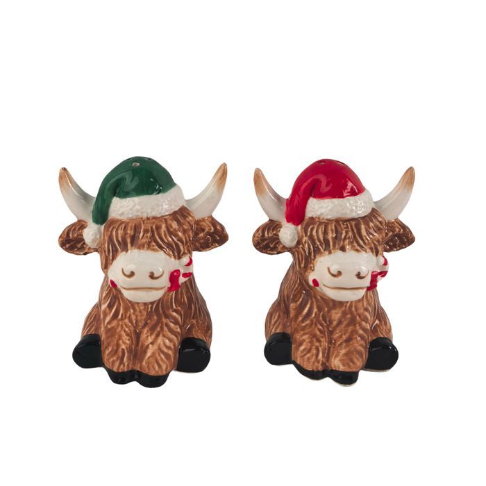 Highland Cow S&amp;P Shaker Ceramic 8cm Mul