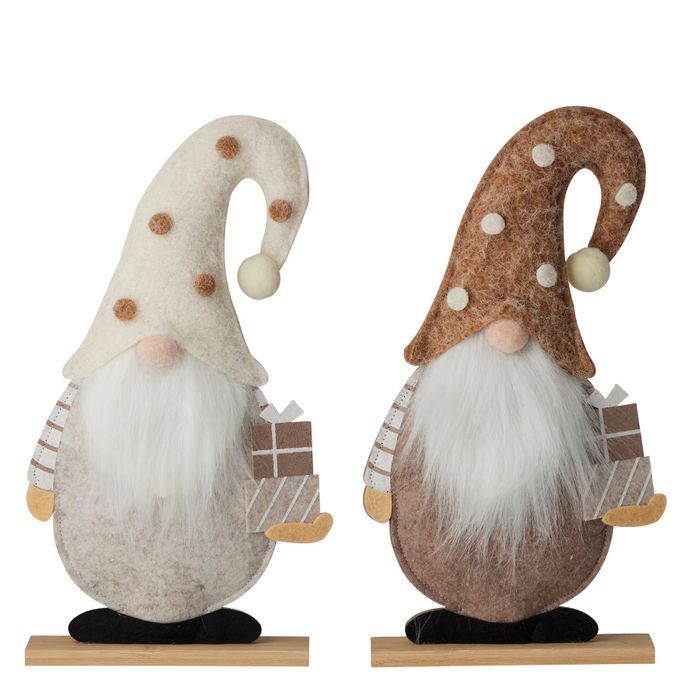 Nisse Gnome Wood/PE 7x3x24cm Nat 2 Asst