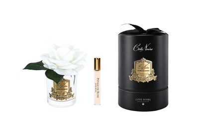 French Rose in Clear White - Black &amp; Gold Box