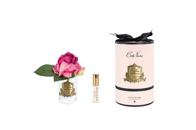 Rose Bud in Clear Magenta - Pink &amp; Gold Box