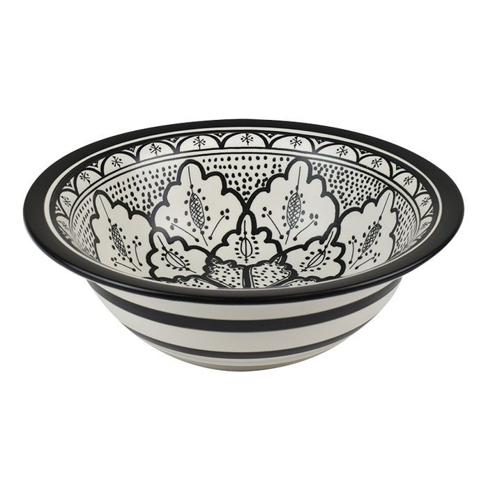 Aleah Ceramic Bowl 28.5x28.5x9cm Blk/Wht