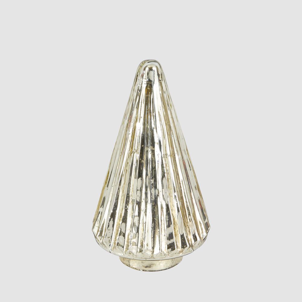 Ridged Glass Cone Tree Gold Small
