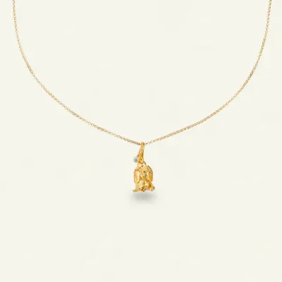 Rose vedhæng med kæde og diamant