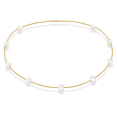 Collie stål/forgyldt med ferskvandsperler