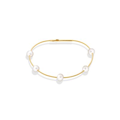 Armbånd forgyldt stål med ferskvandsperler