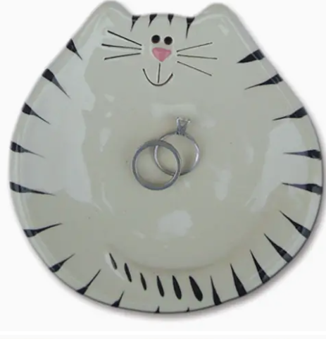 5&quot; CAT DISH WHITE/BLK TIGER 
