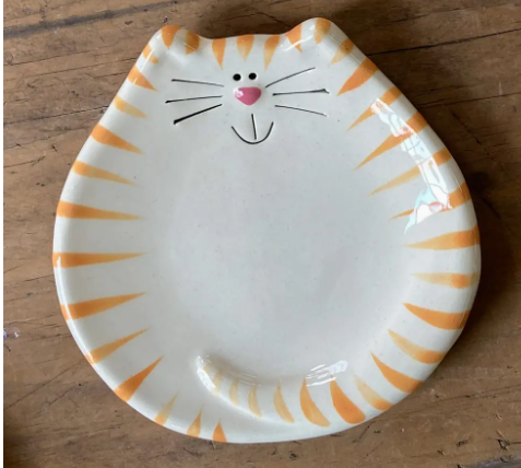 5&quot; CAT DISH WHITE/YELLOW TIGER 