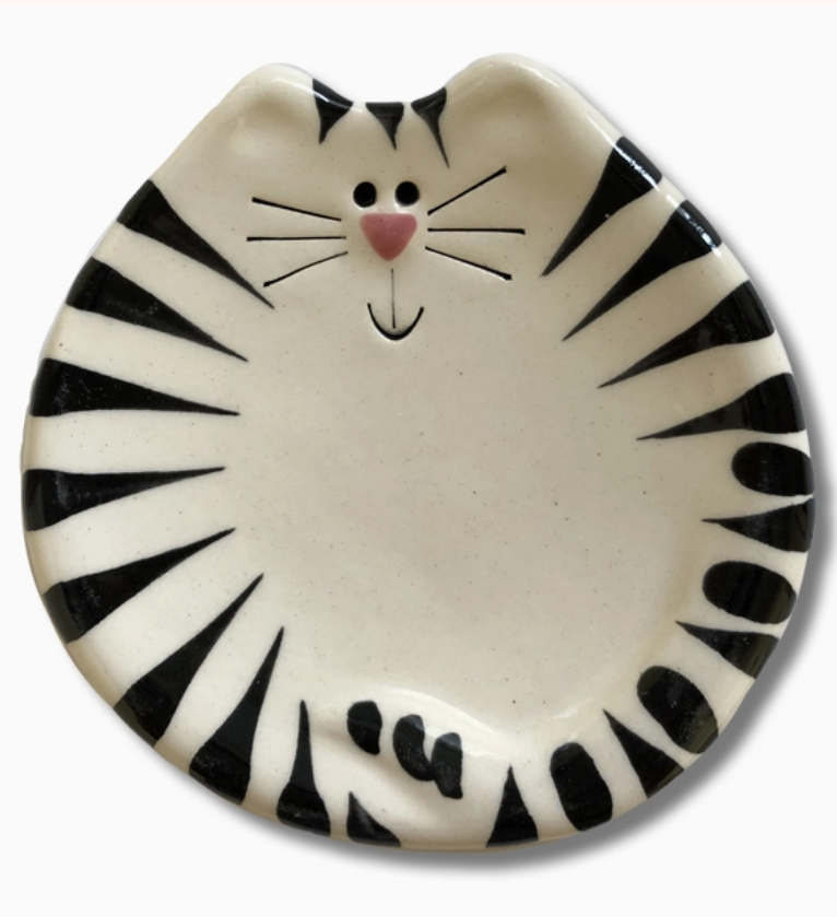 3&quot; CAT DISH WHITE/BLK TIGER