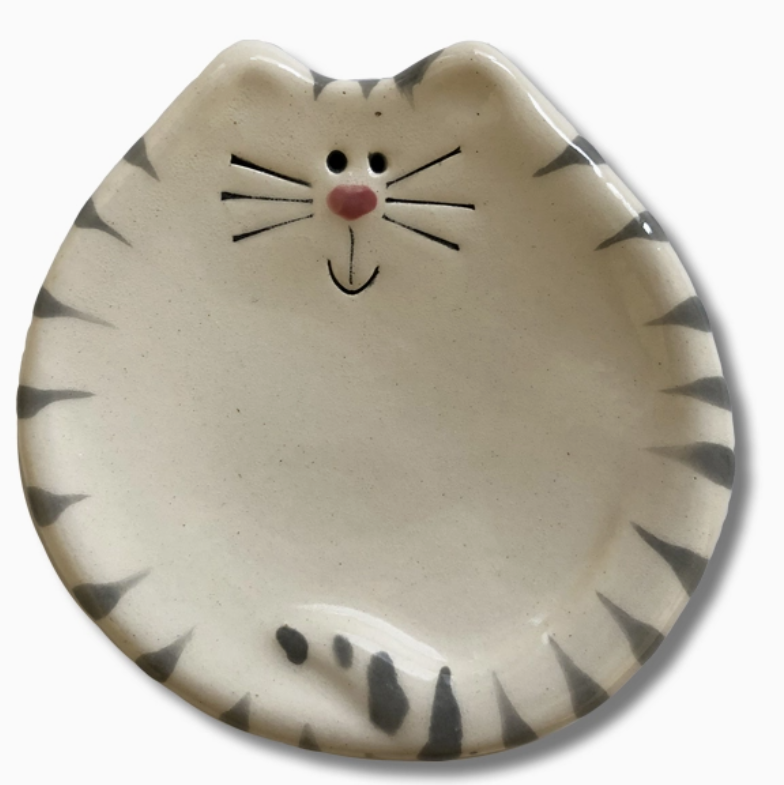 3&quot; CAT DISH WHITE/GRAY  TIGER