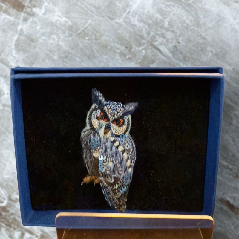 SOUTHERN WHITE FACED OWL BROOCH PIN
