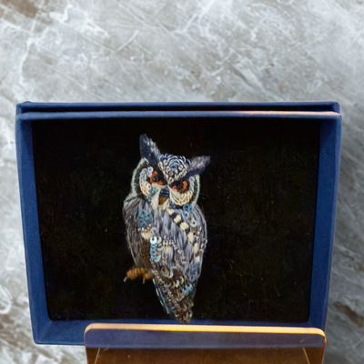 SOUTHERN WHITE FACED OWL BROOCH PIN