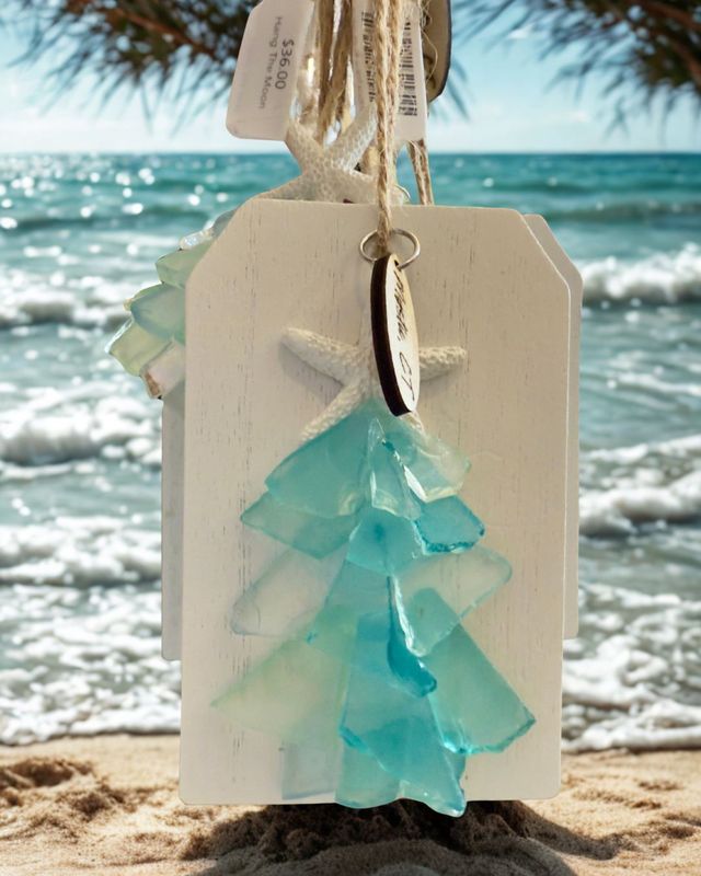 SEAGLASS TREE PLANK ORNAMENT