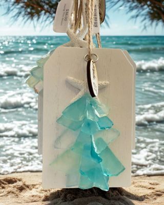SEAGLASS TREE PLANK ORNAMENT