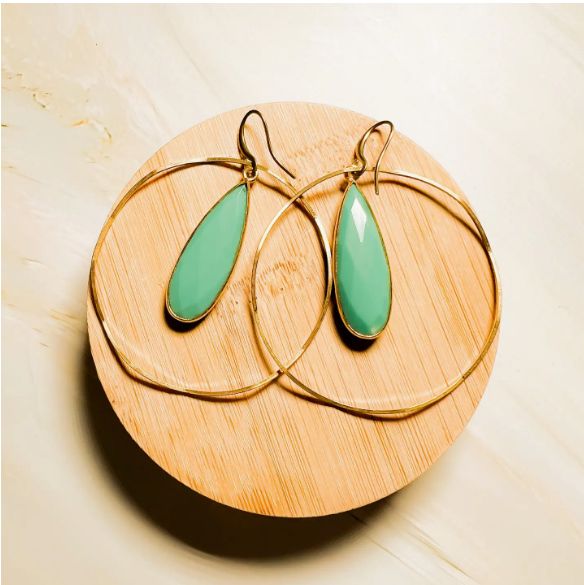 ARTEMIS GEMSTONE HAMMERED EARRING