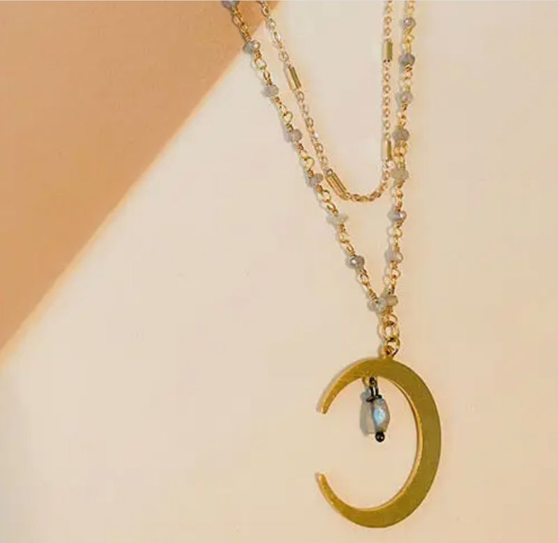 CRESCENT MOON DROP NECKLACE