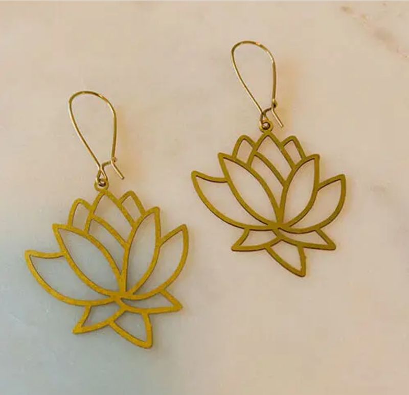 BRASS LOTUS FLOWER EARRINGS