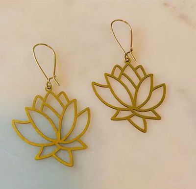 BRASS LOTUS FLOWER EARRINGS