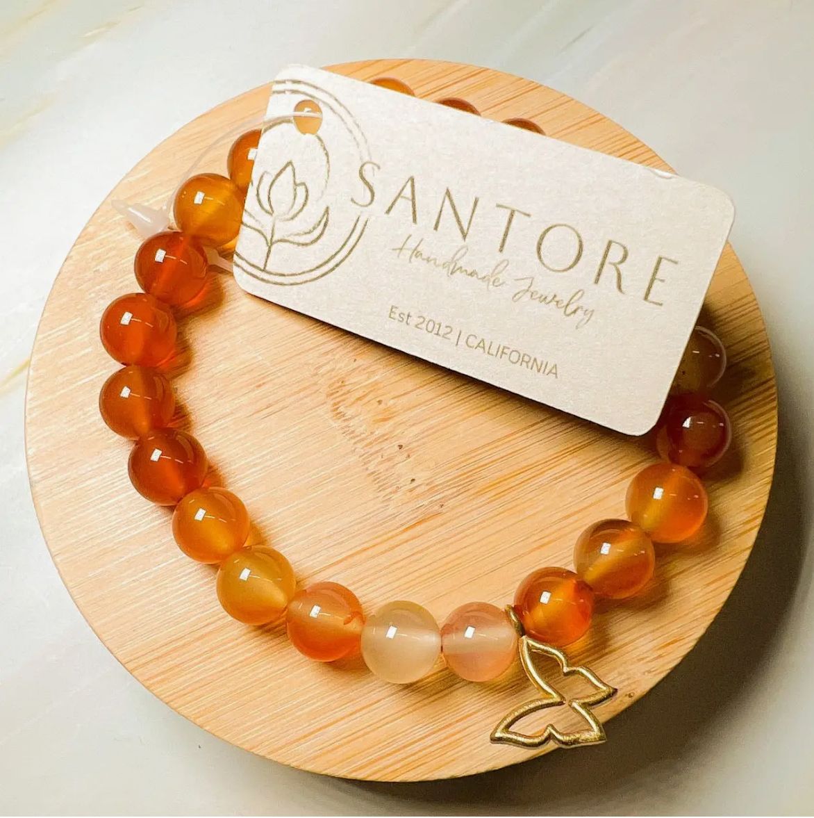 CARNELIAN BEADED BRACELET