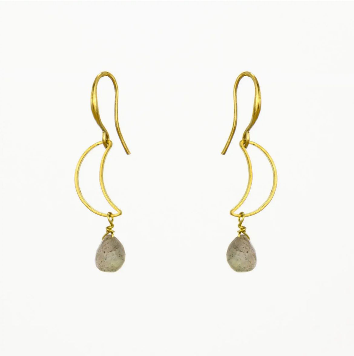 CRESCENT MOON EARRING LABRADORITE