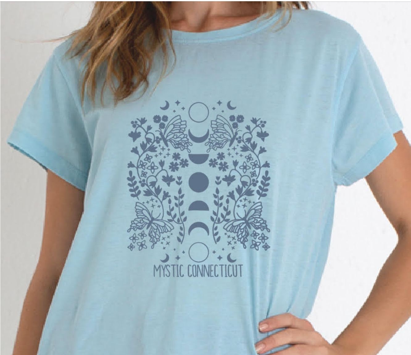 LUNAR CYCLE BOXY TEE- LIGHT BLUE
