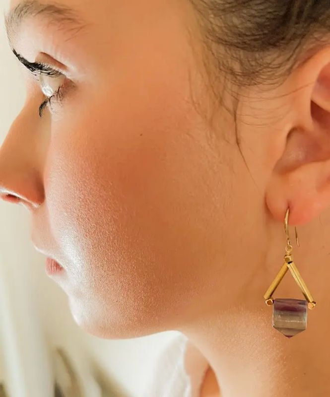 FLUORITE SHIELD EARRING