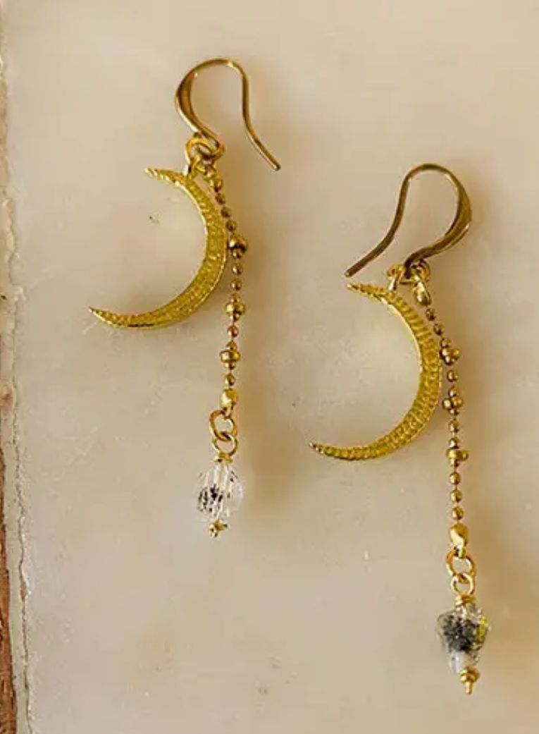 HERKIMER DIAMOND CRESCENT EARRING