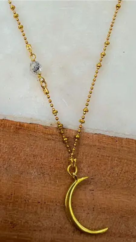 HERKIMER DIAMOND CRESCENT NECKLACE BRASS