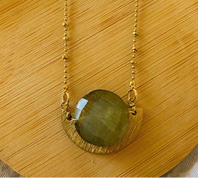 LABRADORITE ECLIPSE HALF MOON NECKLACE