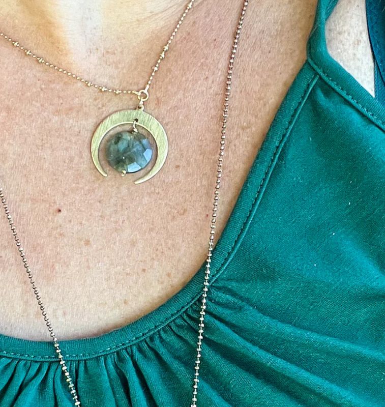 LABRADORITE LUNAR ECLIPSE HALF MOON