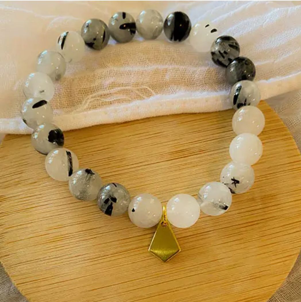 RUTILATED QUARTZ BEADED BRACELET