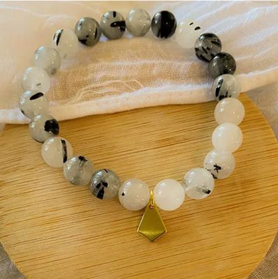 RUTILATED QUARTZ BEADED BRACELET