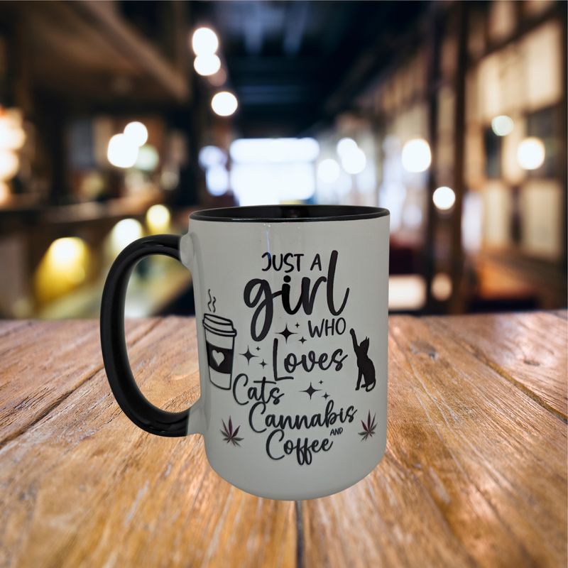 CATS CANNABIS AND COFFEE MUG