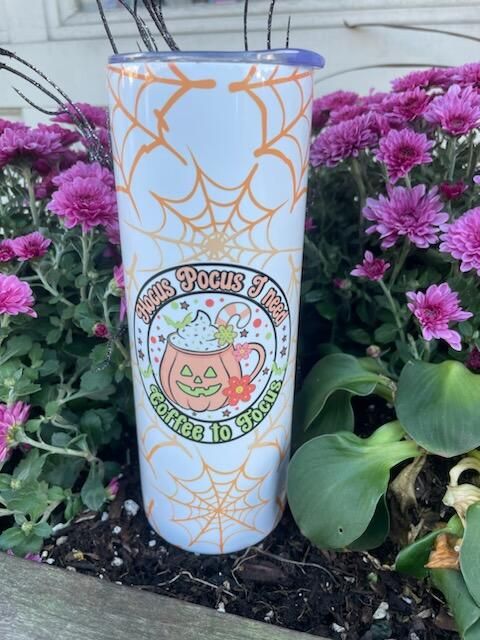 HOCUS FOCUS WEB ORANGE/WHITE TUMBLER