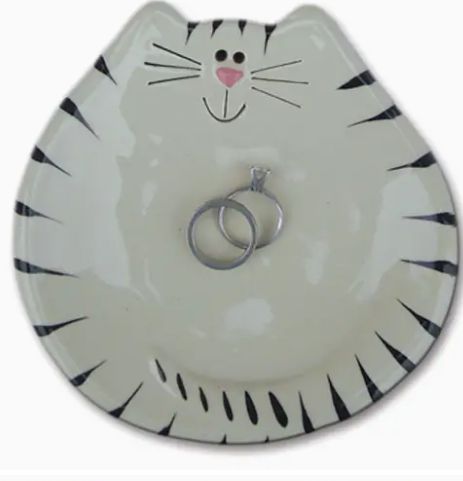 5" CAT DISH WHITE/BLK TIGER 