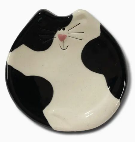 3" CAT DISH WHITE/BLK SPOTS